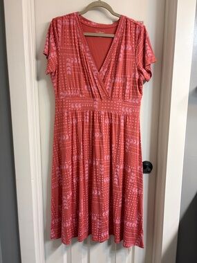 L.L. Bean Coral Pink Printed Dress